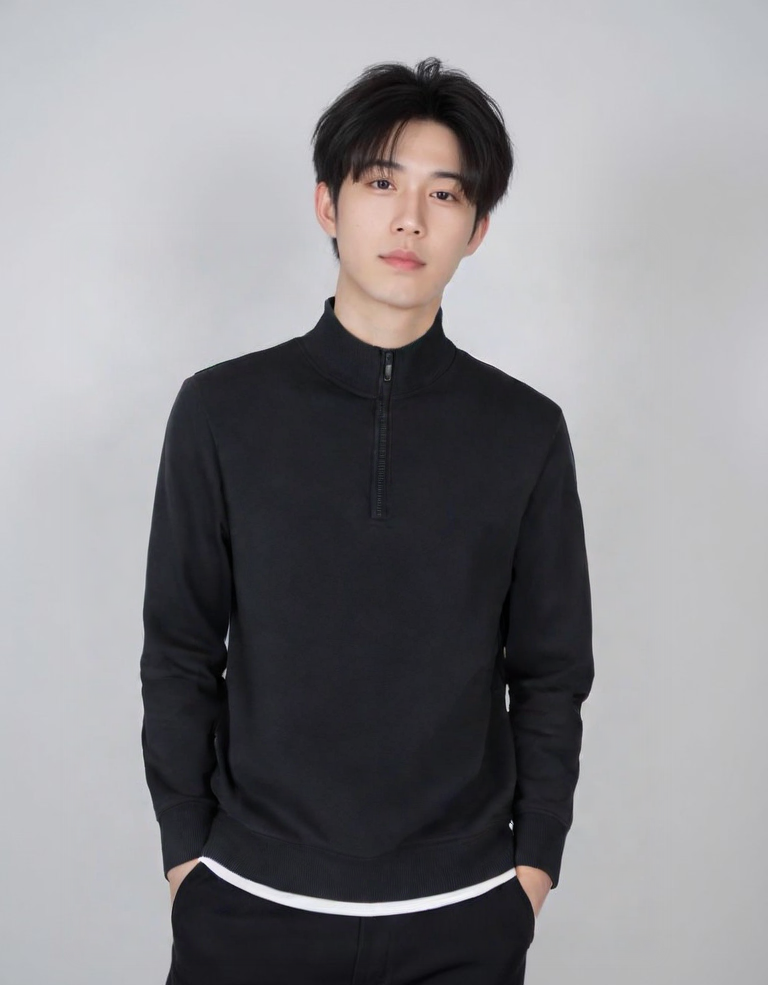 Ribbed Collar Sweatshirt